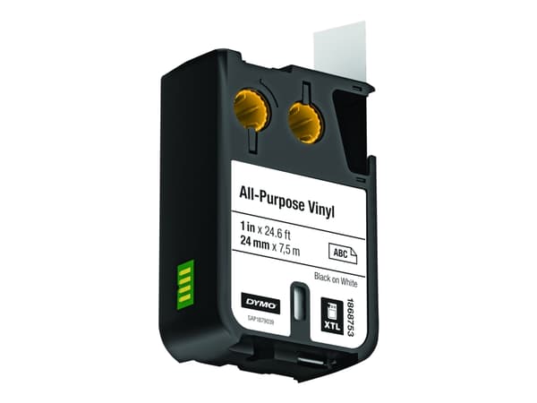 DYMO XTL All-Purpose - Vinyl - permanent häftning - svart på vitt - Rulle (2,4 cm x 7 m) 1 kassett(er) tejp