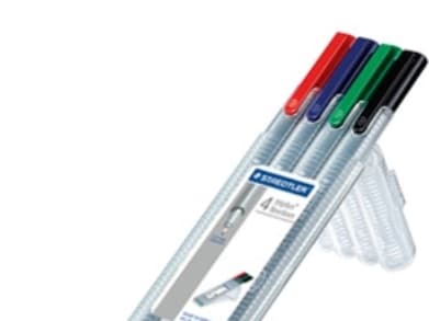 STAEDTLER triplus 334 - Fineliner - svart, rød, blå, grønn - vannbasert blekk - 0.3 mm - superfin (en pakke 4)