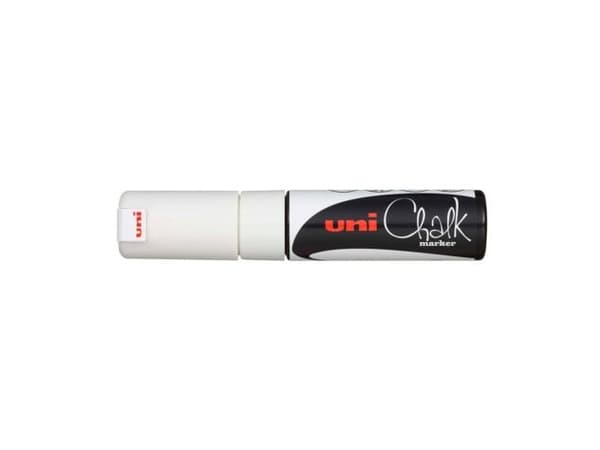 Chalkmarker, Uni-Ball, skrå, hvid