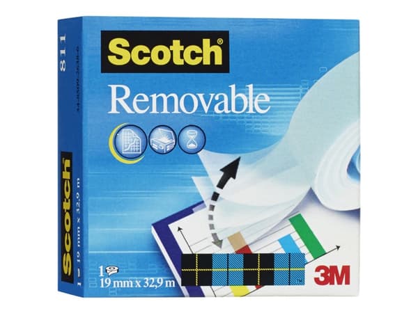 Scotch Removable - Kontortape - 19 mm x 33 m - 25.4 mm kjerne