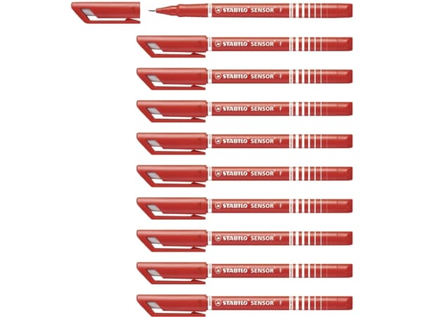 Fineliner Stabilo Sensor 189 rød 0,3 mm - (10 stk.)