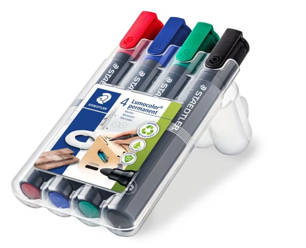 Marker Staedtler Lumocolor 352 WP4 permanent - 4 st. ass. färger