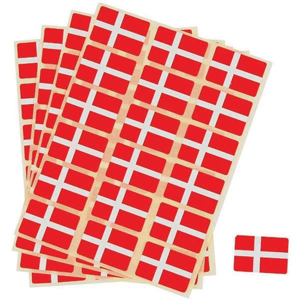 Itseliimautuva Tanskan lippu, 15 x 22 mm, 72 kpl:n pakkaus.