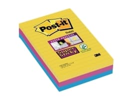 Post-It 7100234250, firkant, Blå, Rosa, Gult, Papir, 101 mm, 152 mm, 90 ark