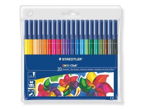 STAEDTLER Noris Club 326 - Fibertuppenn - assorterte farger - vannbasert matfargeblekk - 1 mm (en pakke 20)