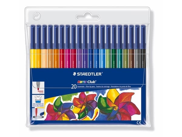 STAEDTLER Noris Club 326 - Fibertuppenn - assorterte farger - vannbasert matfargeblekk - 1 mm (en pakke 20)