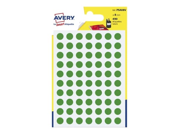 Avery PSA08V, Grønn, Sirkel, Permanent, Universell, Papir, 70 stykker