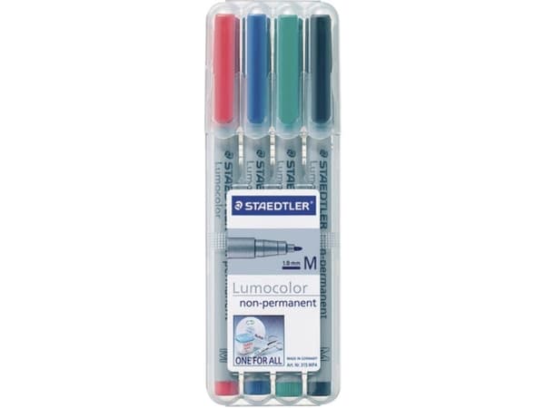 Universalpen Staedtler Lumocolor 315 WP4 medium vandbaserede med 4 stk. ass. farver