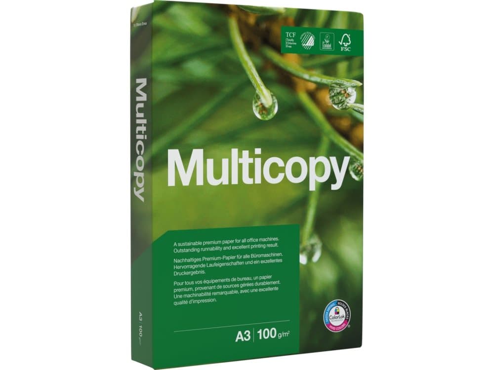 Skrivarpapper MultiCopy Original A3 100g vit - (500 ark)