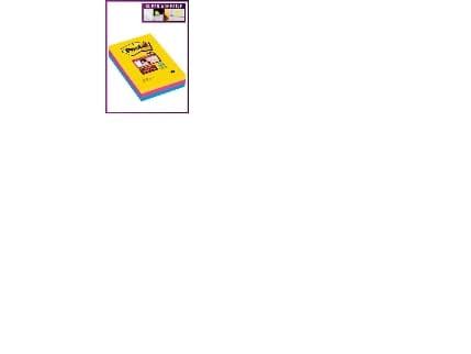 Post-it® Super Sticky Large Notes, regnbuefarver, 3 linj. blokke, 101mm x 152mm