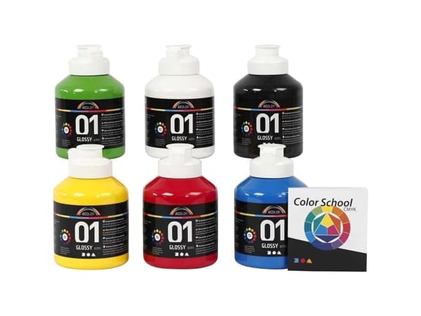 Akrylfärg A-Color Blank ass. färger (6 x 500 ml)