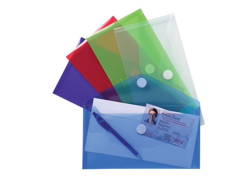 Kuvert/mapp plast Exacompta PP ass. färger (5 st.)