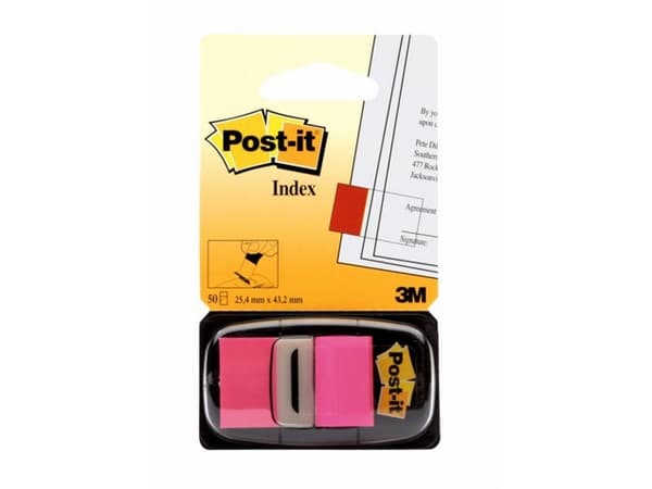 Post-it Index 680-21 - Indeksflagg med dispenser - 25.4 x 43.1 mm - 50 ark - skarp rosa