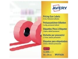 Avery Zweckform RPLP1626 - Papir - permanet adhesiv - perforert - rød - 26 x 16 mm 12000 etikett(er) (10 rull(er) x 1200) prisetiketter