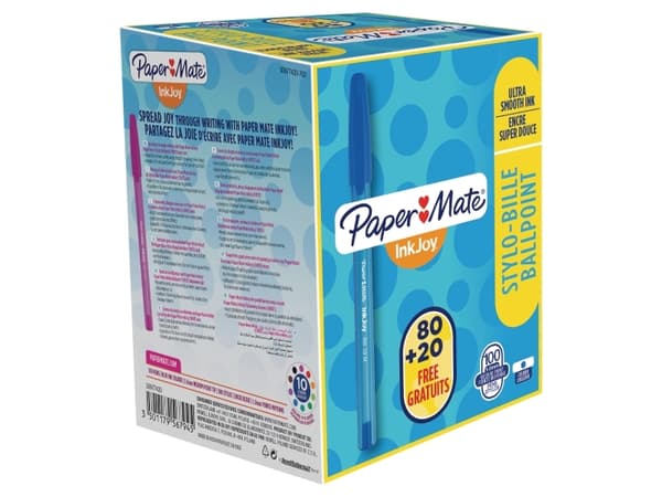 Papermate InkJoy 100 RT, Clips, Clip-on retractable kulspetspenna, Blå, 1 st, Medium