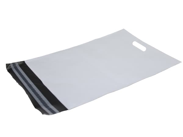 Forsendelsesposer PE hvid 400x600 mm med håndtag/hank - (100 stk.)