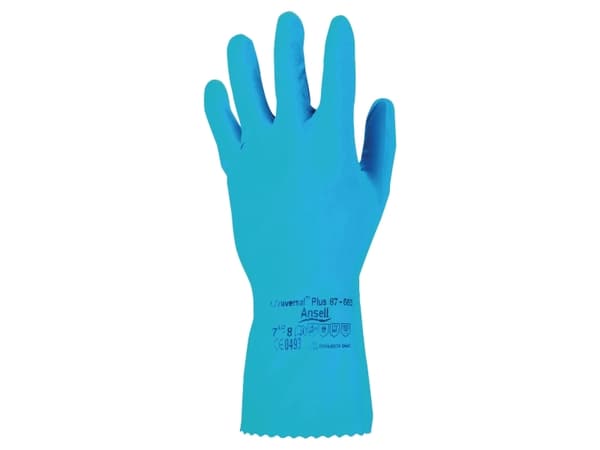 Handsker Ansell Universal Plus 87-665, blå, str. 6,5-7, pakke a 1 par