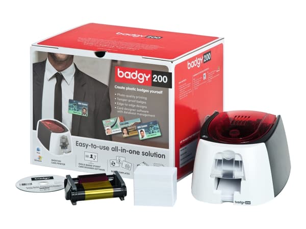 Badgy 200 - Plastkortskriver - farge - fargesublimering/termooverføring - CR-80 Card (85.6 x 54 mm) - inntil 325 kort/time (mono) / inntil 95 kort/ti