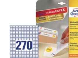 Avery - Fjernbart adhesiv - hvit - 17.8 x 10 mm 6750 etikett(er) (25 ark x 270) merkelapper