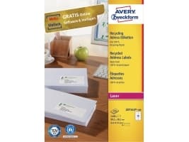 Avery QuickPEEL Recycled Labels - Permanet adhesiv - naturlig hvitt - 38.1 x 99.1 mm 1400 etikett(er) (100 ark x 14) adresselapper
