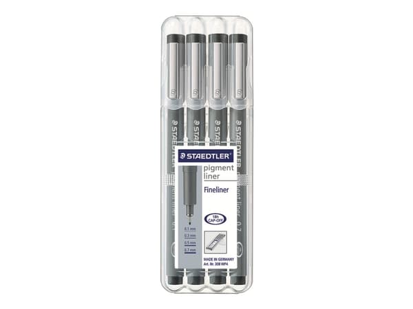 STAEDTLER pigment liner 308 - Fineliner - svart - fargeblekk (en pakke 4)