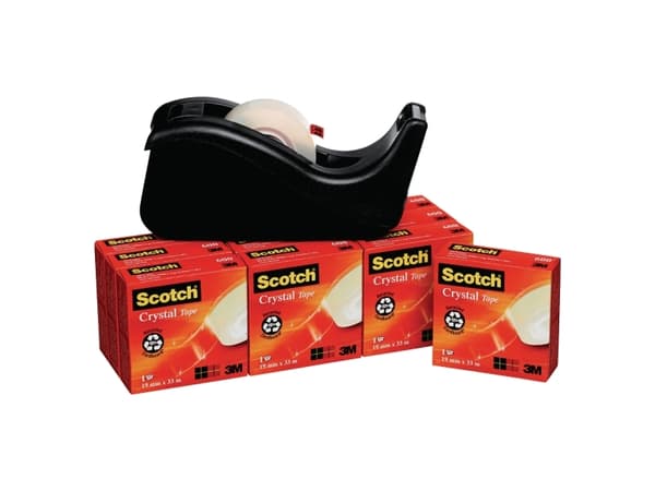 Tapedispenser, Scotch, C60, sort, 10 ruller