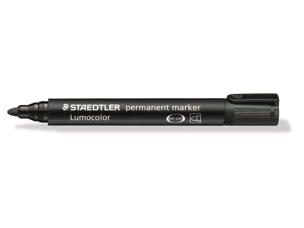Staedtler Lumocolor, Musta, Pyöreä pää, Musta, 2 mm, Saksa, 1 kpl