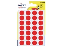 Etiketter, Avery PSA15R, runde, Ø 15 mm, rød, pakke a 168 stk