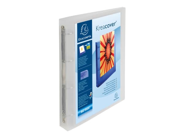 Indstiksringbind, Exacompta Kreacover, A4+, 4 O-ringe, ryg 40 mm, transparent