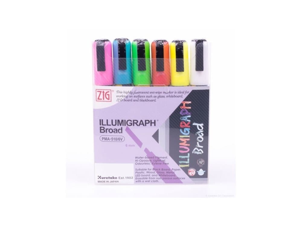 Marker ZIG Illumigraph PMA-510 B 6mm ass. farver (6 stk.)