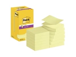 Blok 3M Post-it Super Sticky 76mm x 76mm gul Z-notes (12 stk.)