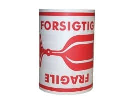 Etiketter selvklæbende tryk: Forsigtig/Fragile 150x210mm 250stk/rul