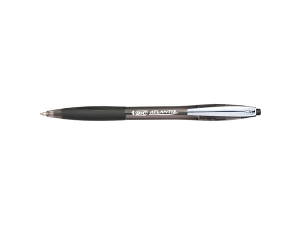 BIC ATLANTIS Soft - Kulepenn - svart - oljebasert blekk - 1 mm - medium - retraktil (en pakke 12)