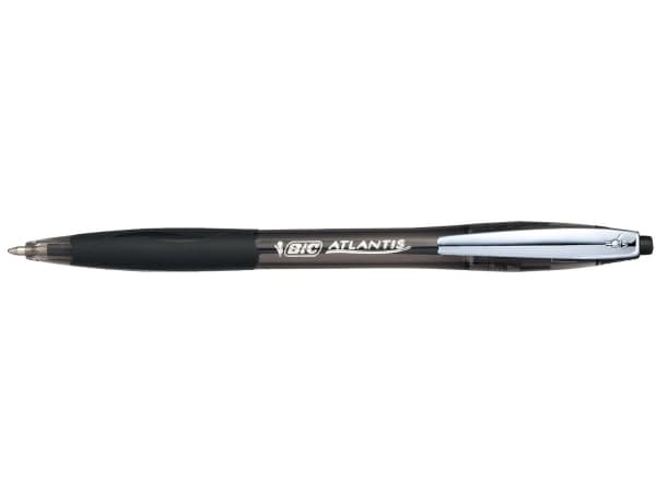 BIC ATLANTIS Soft - Kulepenn - svart - oljebasert blekk - 1 mm - medium - retraktil (en pakke 12)