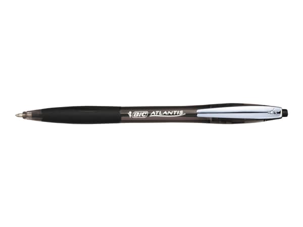 BIC ATLANTIS Soft - Kulepenn - svart - oljebasert blekk - 1 mm - medium - retraktil (en pakke 12)