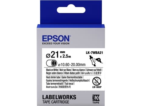 Epson etikettkassett Kylflänsslang (HST) LK-7WBA21 svart/vit D21 mm (2,5 m)