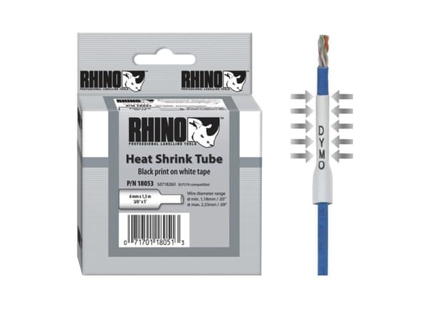 DYMO RhinoPRO Heat shrink tubing - Polyolefin - hvit - Rull (1,9 cm x 1,5 m) 1 rull(er) hylser - for Rhino 4200, 6000, 6000 Hard Case Kit