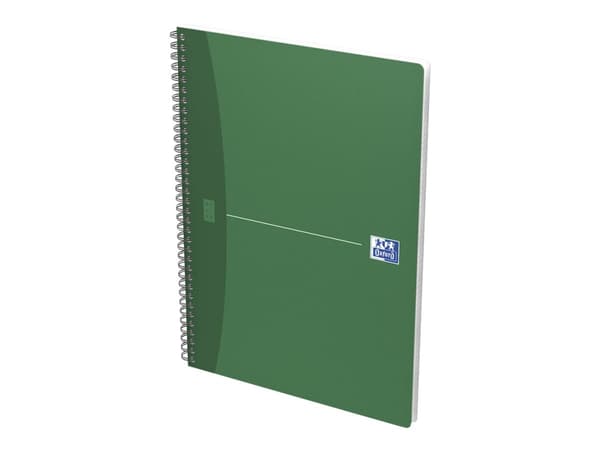 Oxford Office Essentials - Notisbok - spiralbundet - A4 (210 x 297 mm) - 90 ark / 180 sider - ekstrahvit papir - rutet - tilgjengelig i ulike farger