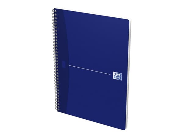 Oxford Office Essentials - Notisbok - spiralbundet - A4 (210 x 297 mm) - 90 ark / 180 sider - ekstrahvit papir - rutet - tilgjengelig i ulike farger