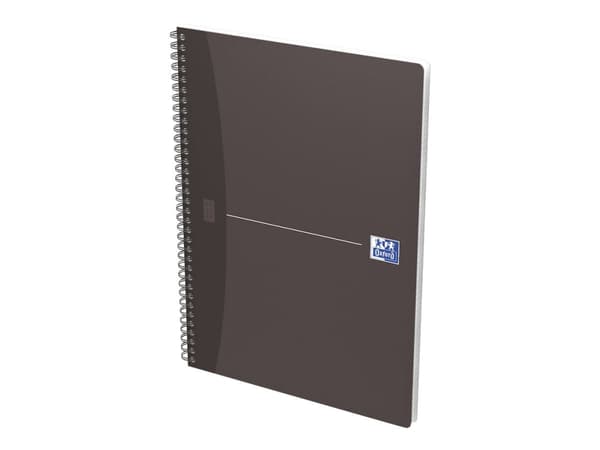 Oxford Office Essentials - Notisbok - spiralbundet - A4 (210 x 297 mm) - 90 ark / 180 sider - ekstrahvit papir - rutet - tilgjengelig i ulike farger