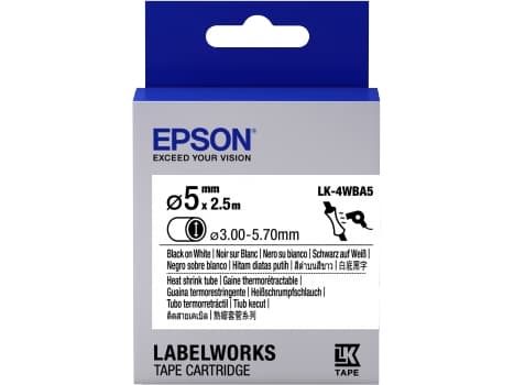 Epson LabelWorks LK-4WBA5 - Svart på vitt - Rulle (0,5 cm x 2,5 m) 1 rulle (rullar) rör - för LabelWorks LW-1000, 300, 400, 600, 700, 900, K400, Z500