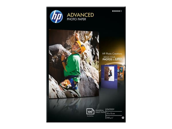 HP Advanced Glossy Photo Paper - Blank - 100 x 150 mm - 250 g/m² - 100 ark fotopapper - för ENVY 50XX, 76XX; ENVY Inspire 7920; Officejet 52XX, 80XX;