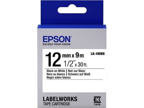 Epson LabelWorks LK-4WBN - Svart på hvitt - Rull (1,2 cm x 9 m) 1 kassett(er) merketape - for LabelWorks LW-1000, 300, 400, 600, 700, 900, K400, Z700
