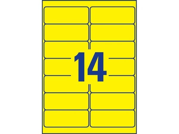 Avery High Visibility Labels - Permanet adhesiv - neongul - 99.1 x 38.1 mm 350 etikett(er) (25 ark x 14) merkelapper