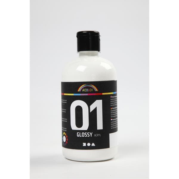 Akrylfärg a-color 01 - glans, vit, 500 ml