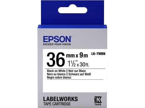 Epson LabelWorks LK-7WBN - Svart på hvitt - Rull (3,6 cm x 9 m) 1 kassett(er) merketape - for LabelWorks LW-1000P, LW-900P, LW-Z5000BE, LW-Z5010BE, L