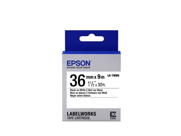 Epson LabelWorks LK-7WBN - Svart på hvitt - Rull (3,6 cm x 9 m) 1 kassett(er) merketape - for LabelWorks LW-1000P, LW-900P, LW-Z5000BE, LW-Z5010BE, L