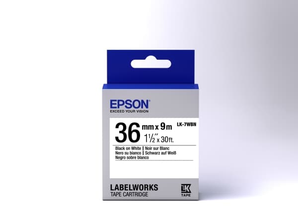 Epson LabelWorks LK-7WBN - Svart på hvitt - Rull (3,6 cm x 9 m) 1 kassett(er) merketape - for LabelWorks LW-1000P, LW-900P, LW-Z5000BE, LW-Z5010BE, L