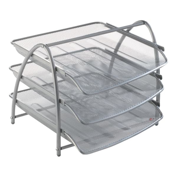 Brevlådan A4 Alba 3 st. brickor i metall med stativ 245x290x340mm silvergrå (set)