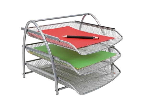 Brevlådan A4 Alba 3 st. brickor i metall med stativ 245x290x340mm silvergrå (set)